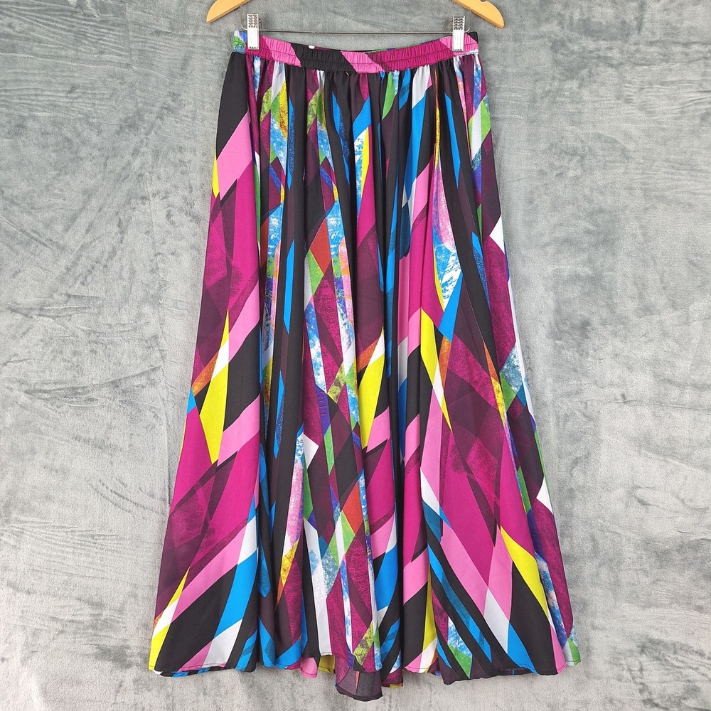 Womens Skirt Small Maxi Dopamine Abstract Artsy Colorful Flowy Art To Wear Wacky
